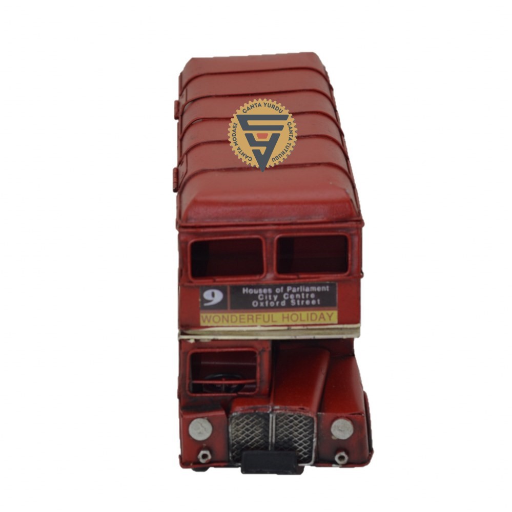 Dekoratif Nostaljik Metal Vintage London Bus Kırmızı