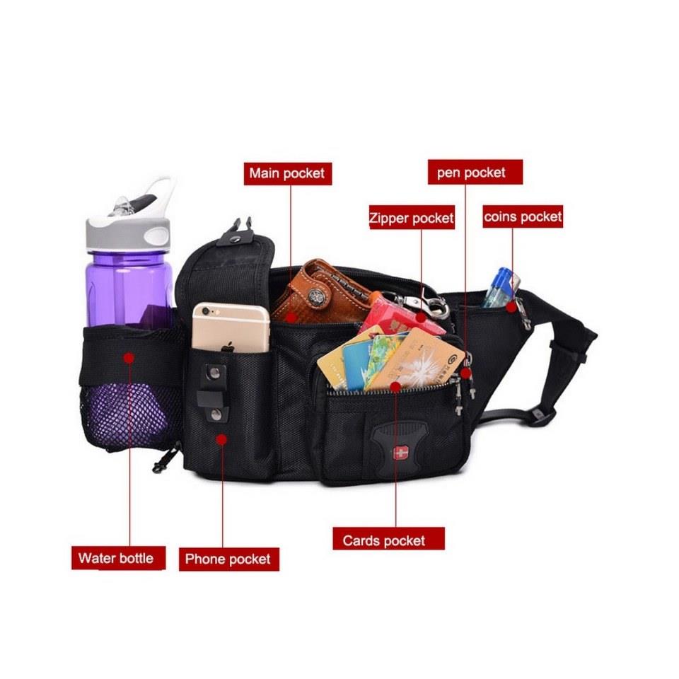 Swiss Multifunction İsviçre Bel Çantası Siyah