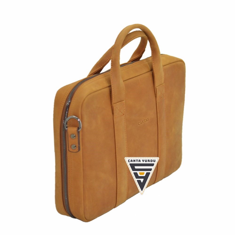 Hakiki Deri Organizer Evrak ve Laptop Çanta 13 İnç Taba