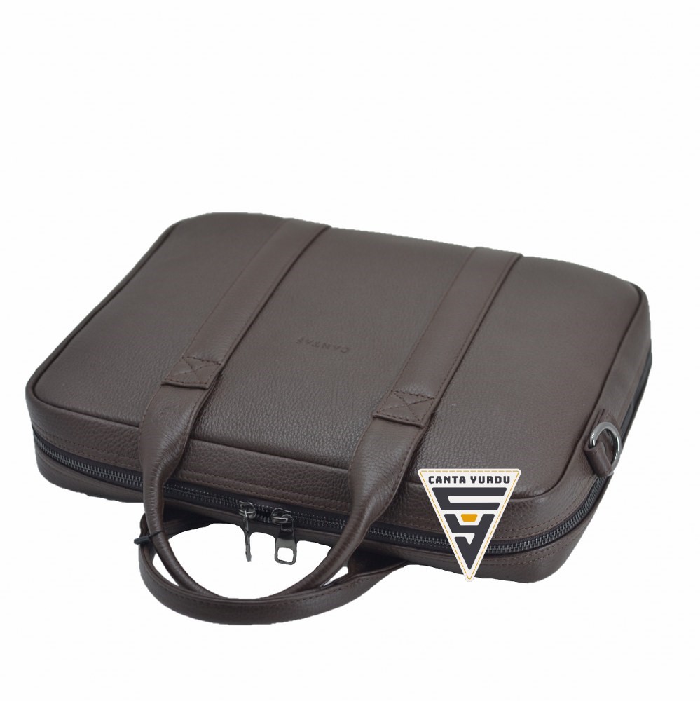 Hakiki Deri Organizer Evrak ve Laptop Çanta 13 İnç Kahve