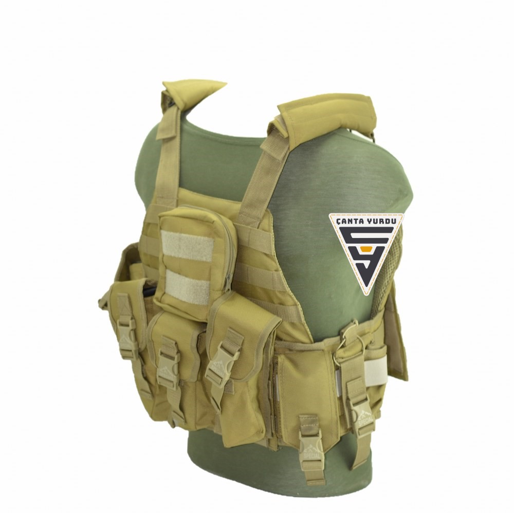 Ak47 Cordura Askeri Taktik Yelek Bej