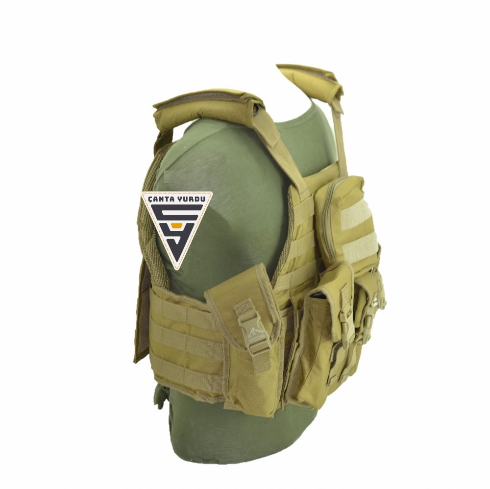 Ak47 Cordura Askeri Taktik Yelek Bej