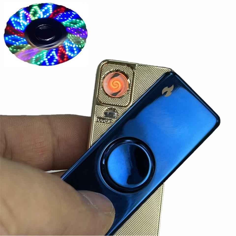 Usb Şarjlı Işık Çarklı Elektronik Çakmak Mavi