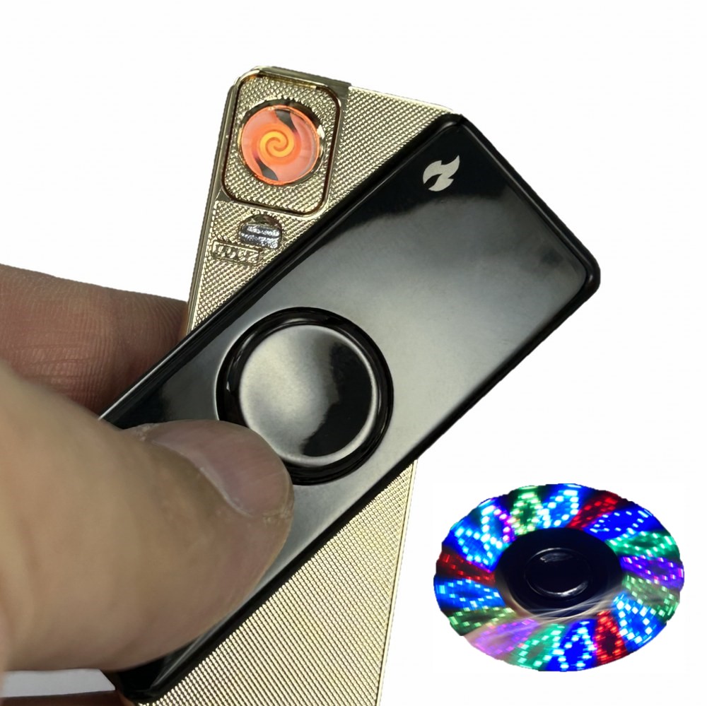 Usb Şarjlı Işık Çarklı Elektronik Çakmak Siyah
