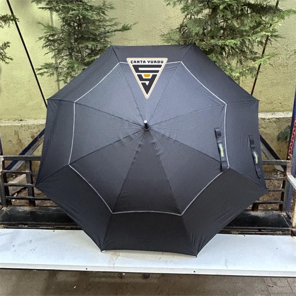 April A-250G Protokol Vale Şemsiyesi Çift Katmanlı Şemsiye 130 Cm Siyah