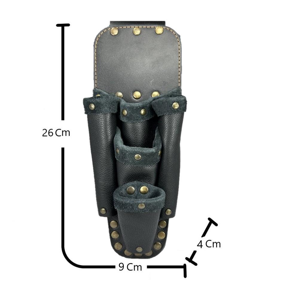 Hakiki Deri CA101 Elektrikçi Teknisyen Bel Çantası Siyah