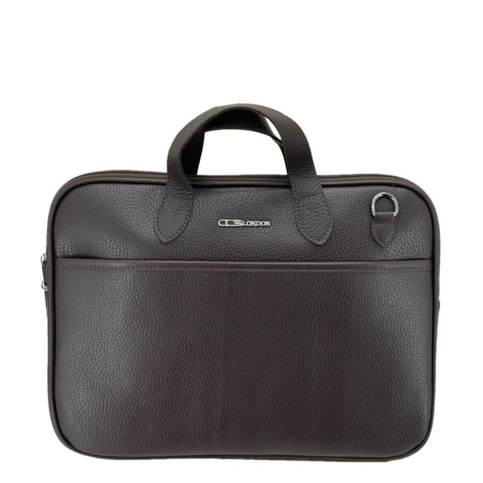 Ççs London 71454  Vegan Evrak Laptop Çantası 15 İnç Kahve