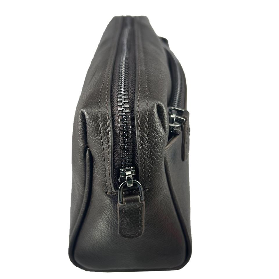 Hakiki Deri CA252 Dopp Kit El Çantası Kahve
