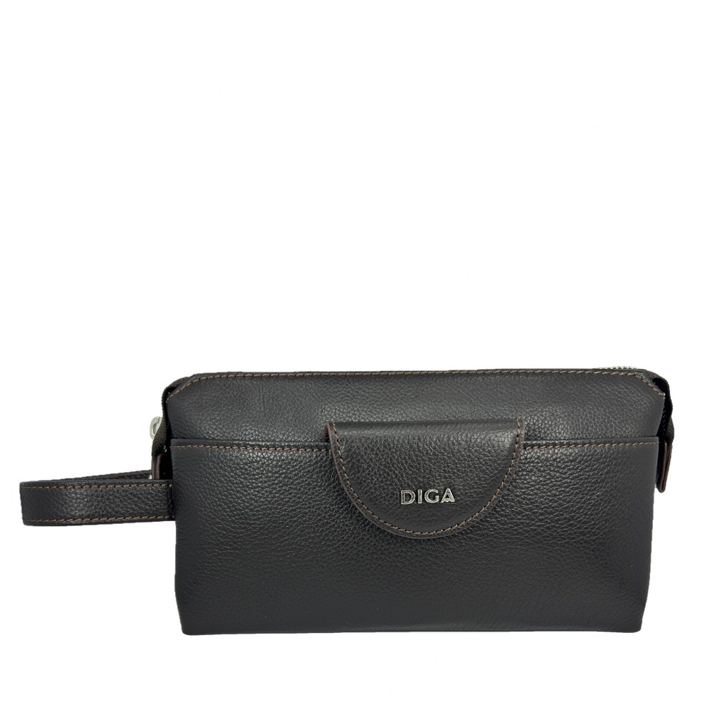 Diga Hakiki Deri 3006 Dopp Kit El Çantası Kahve