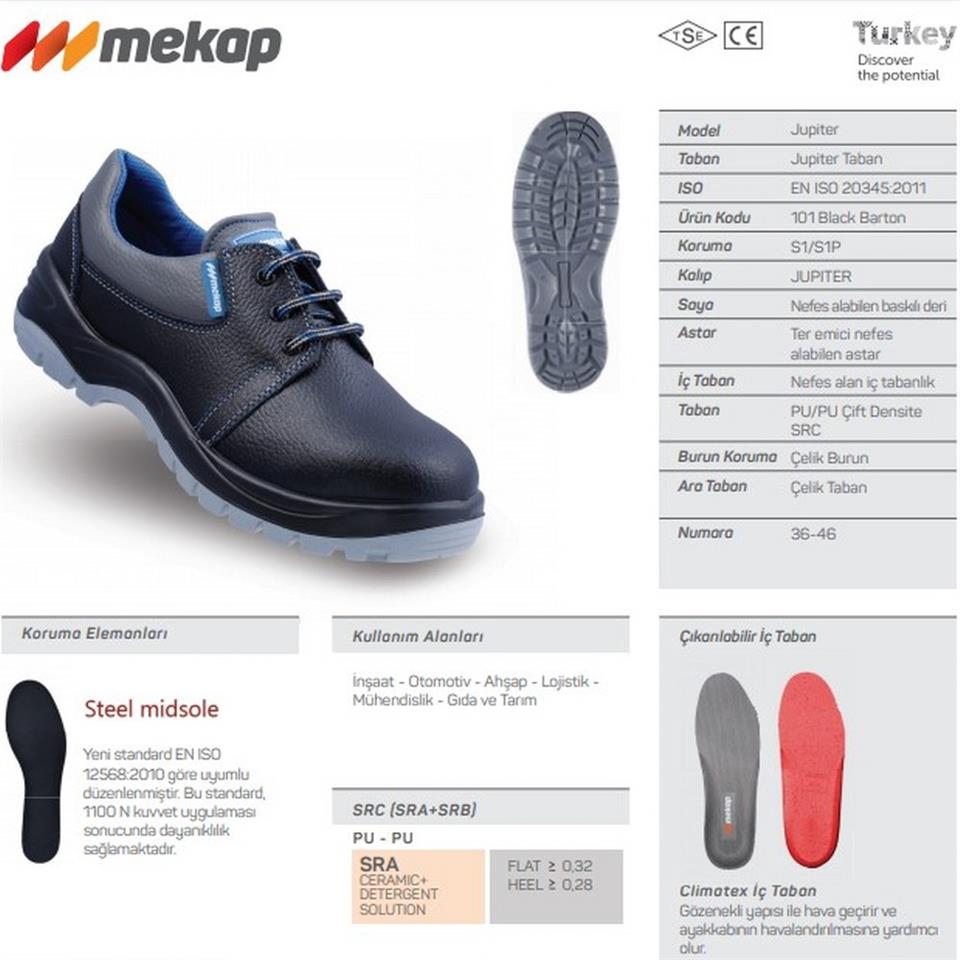 Mekap Jüpiter 101 S1 Çelik Burunlu İş Ayakkabısı Siyah