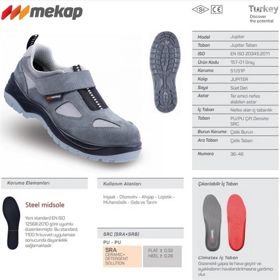 Mekap Jüpiter S1 Süet Deri Çelik Burun İş Ayakkabısı