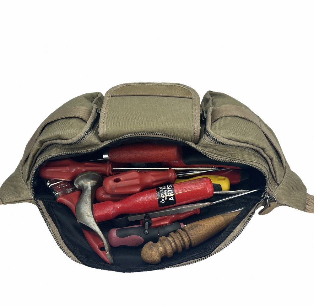 Cordura 1000D Makinist Elektrikçi Alet ve Takım Bel Çantası Bej