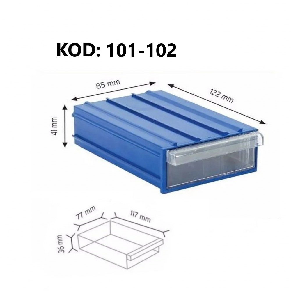 Sembol 101 Plastik Çekmeceli Kutu 122X85x41mm 60 Adet
