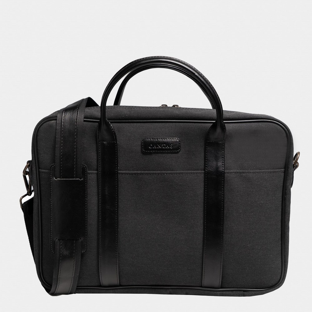 Retro Kanvas 40X29 Evrak ve Laptop Çantası 15 İnç Siyah