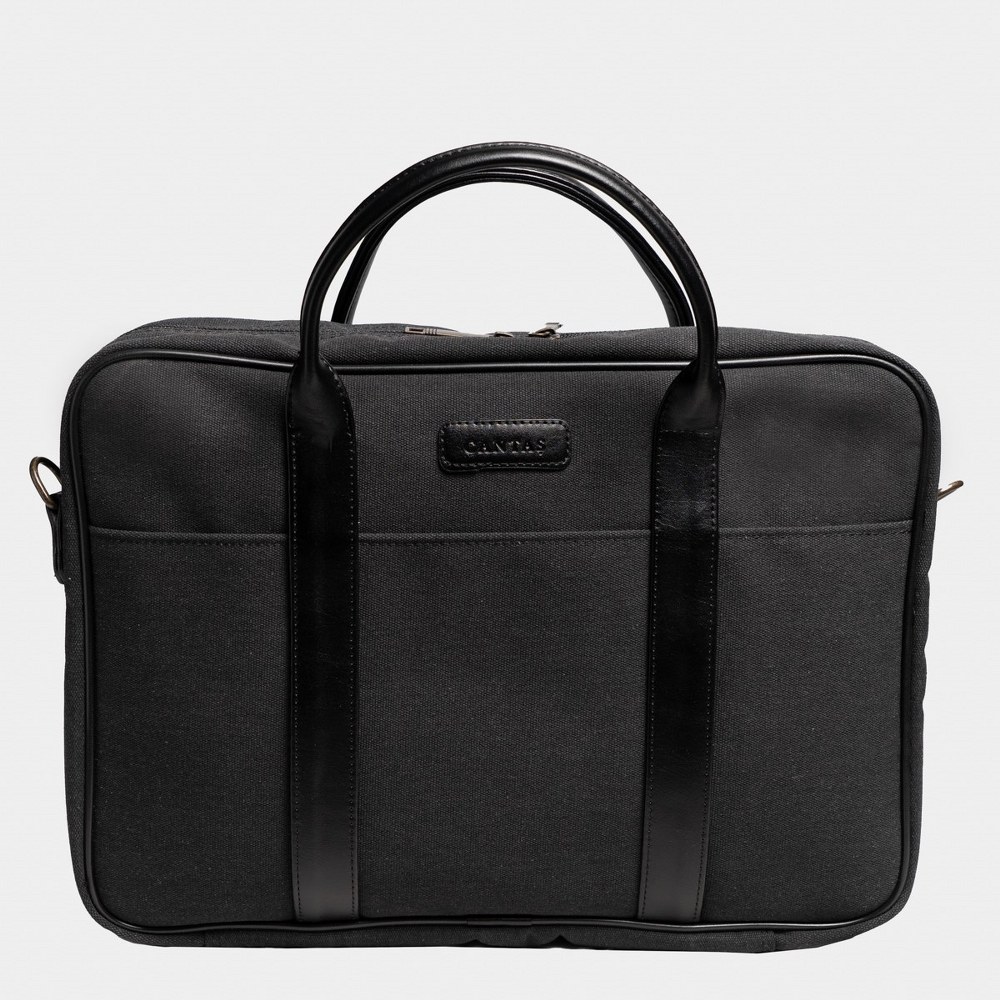 Retro Kanvas 35X23 Evrak ve Laptop Çantası 13 İnç Siyah