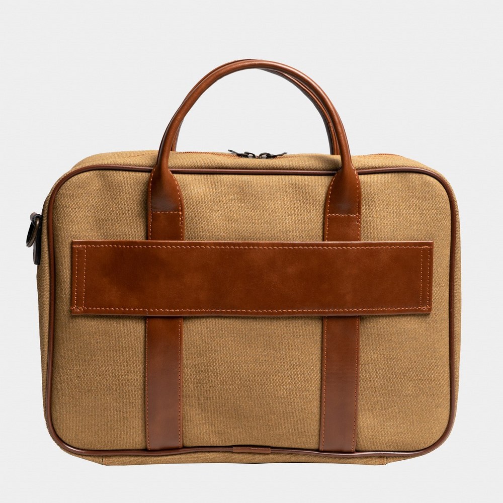 Retro Kanvas 35X23 Evrak ve Laptop Çantası 13 İnç Camel