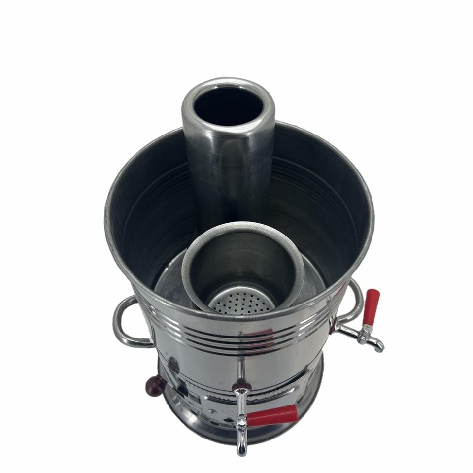 Paslanmaz 304 Çelik 5 litre Çift Hazneli Demlikli Semaver