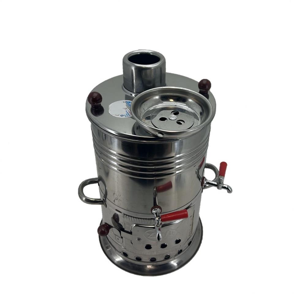 Paslanmaz 304 Çelik 5 litre Çift Hazneli Demlikli Semaver