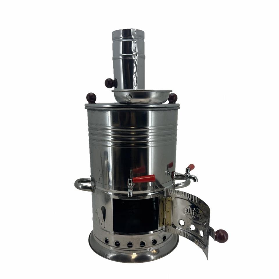 Paslanmaz 304 Çelik 5 litre Çift Hazneli Demlikli Semaver