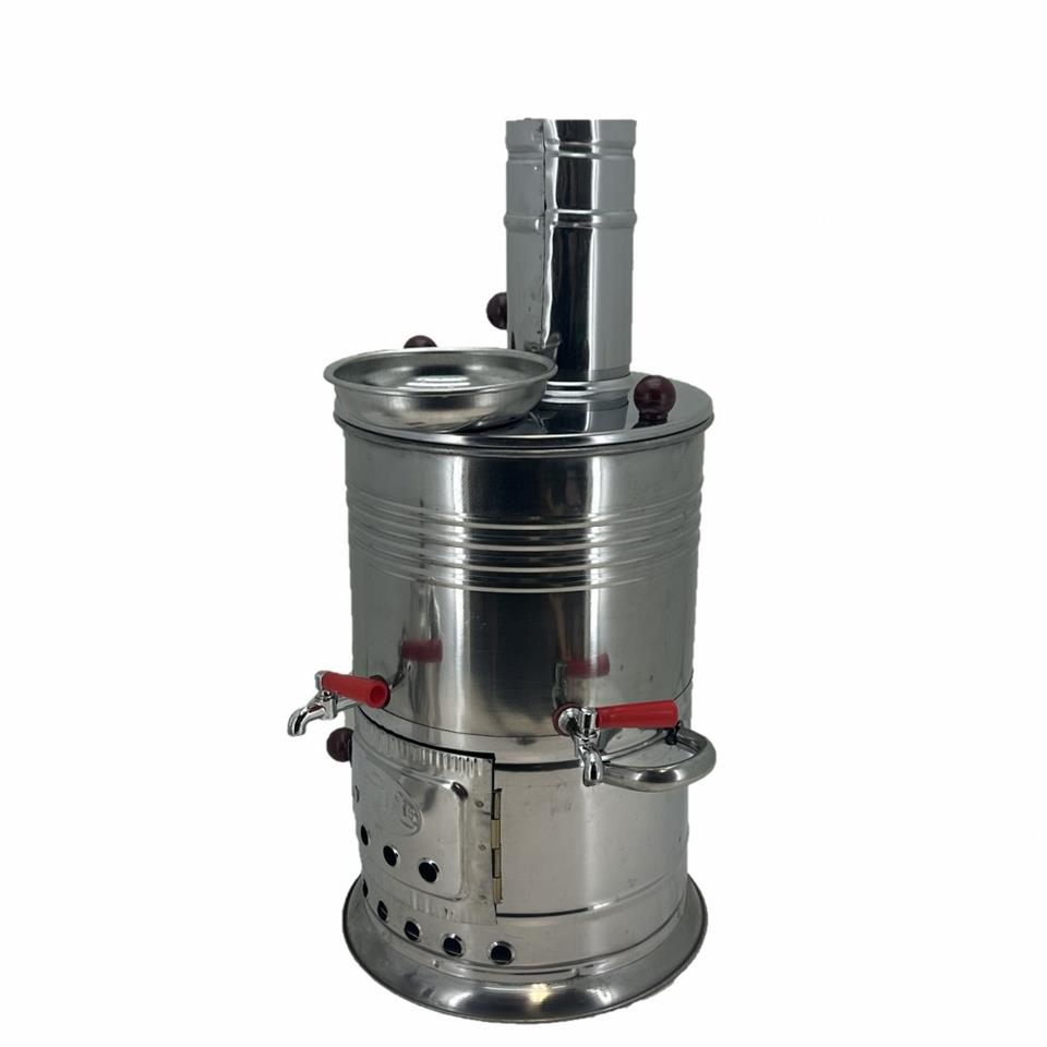 Paslanmaz 304 Çelik 5 litre Çift Hazneli Demlikli Semaver