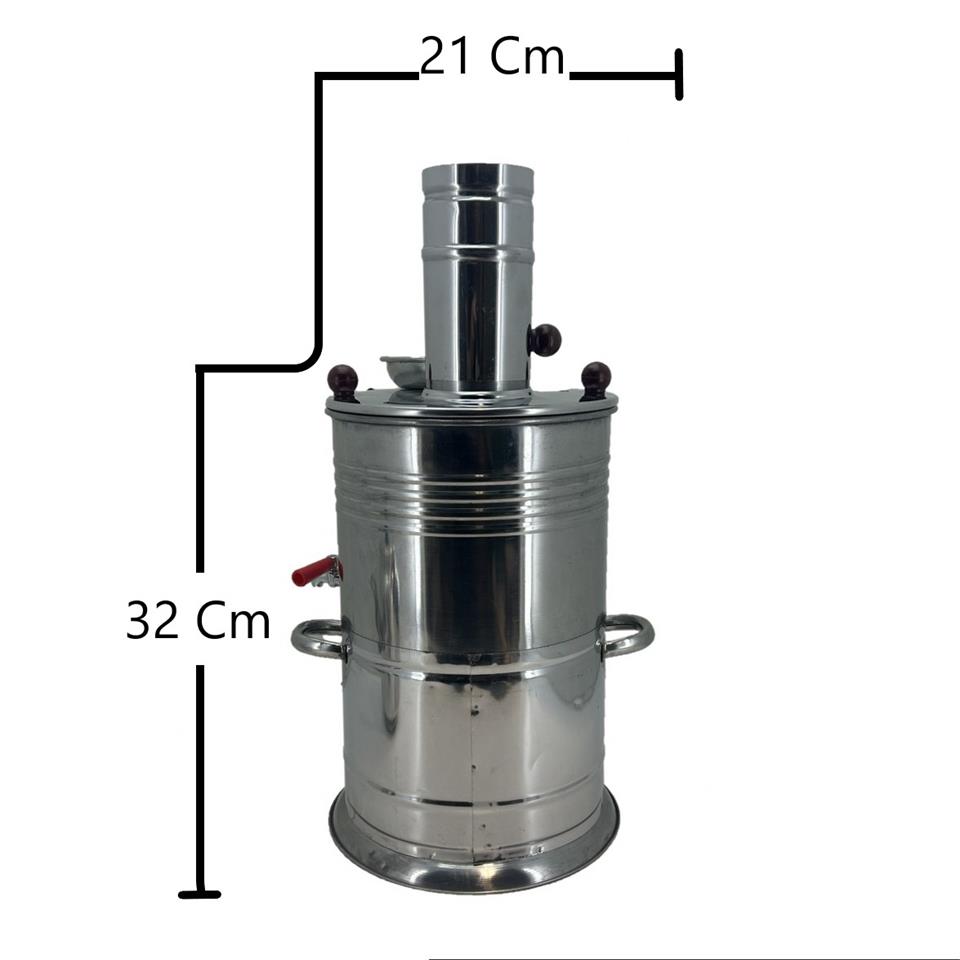 Paslanmaz 304 Çelik 5 litre Çift Hazneli Demlikli Semaver