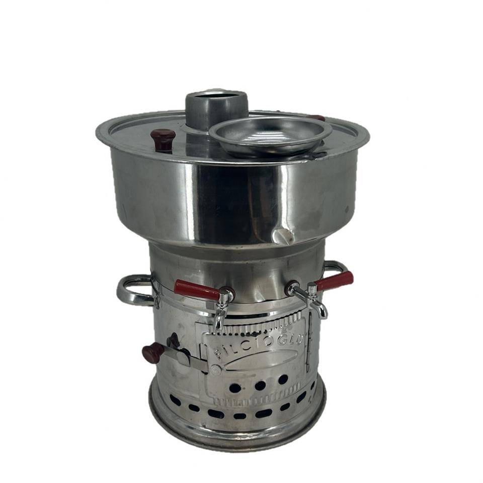 Paslanmaz 304 Çelik 7 litre Çift Hazneli Demlikli Semaver