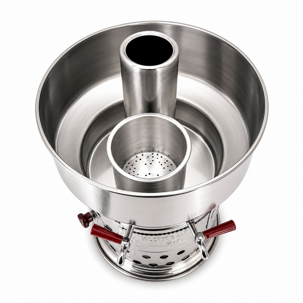 Paslanmaz Çelik 7 litre Çift Hazneli Demlikli Semaver
