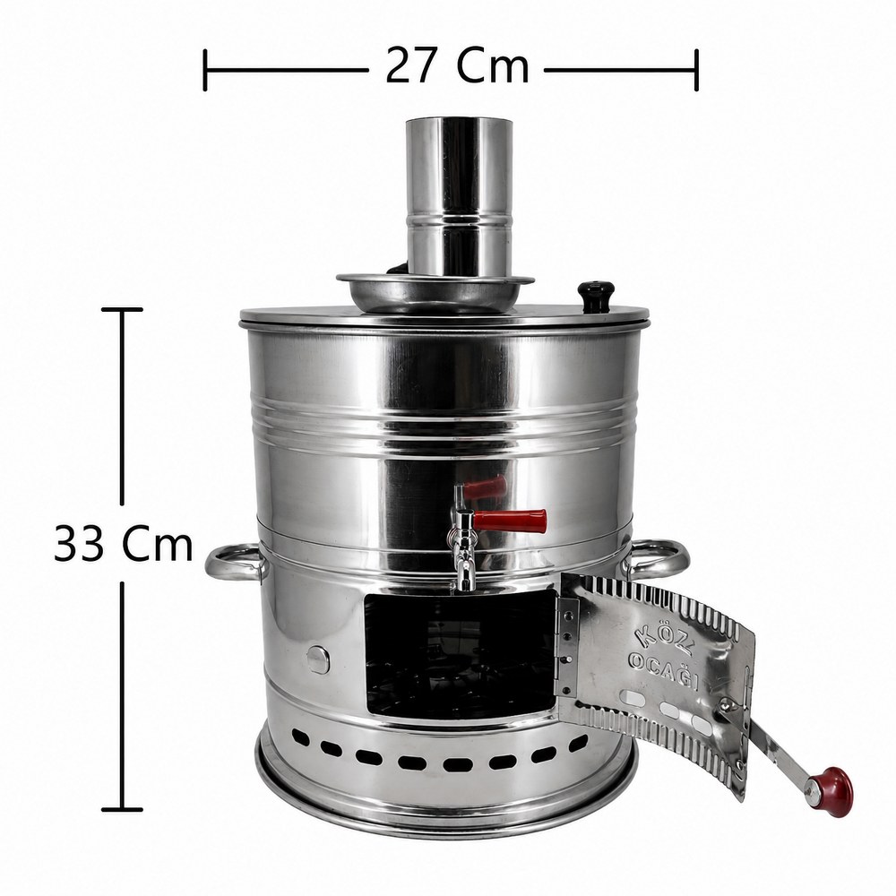 Paslanmaz Çelik Demlikli 7 litre Semaver