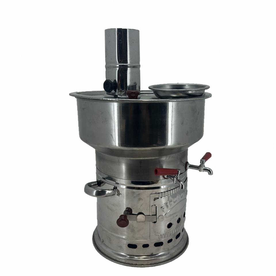 Paslanmaz 304 Çelik 10 litre Çift Hazneli Demlikli Semaver