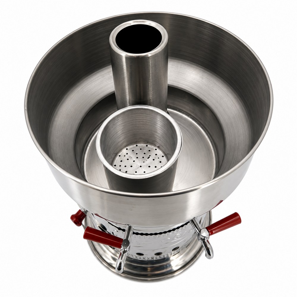 Paslanmaz Çelik 10 litre Çift Hazneli Demlikli Semaver