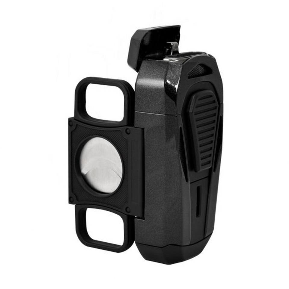 Colibri Boss Üçlü Jet Çakmak Puro Çakmağı Kesicili Siyah
