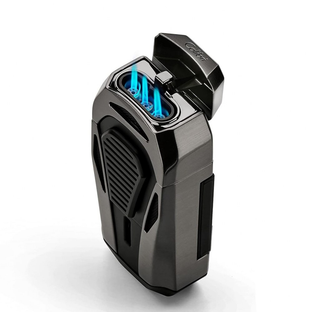 Colibri Boss Üçlü Jet Çakmak Puro Çakmağı Kesicili Siyah