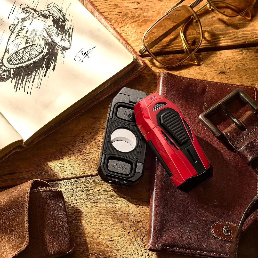 Colibri Boss Üçlü Jet Çakmak Puro Çakmağı Kesicili Siyah