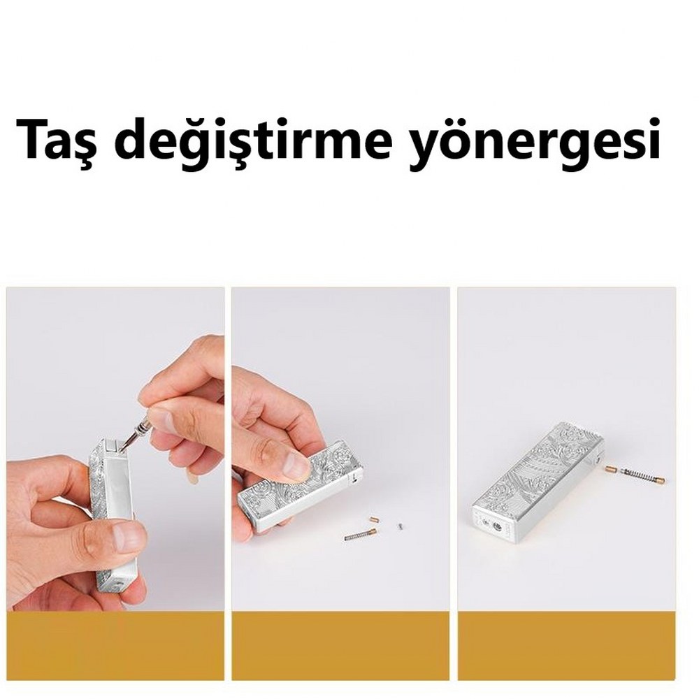 Dunhll Tarz M2 Çarklı Mekanik Çakmak Gümüş
