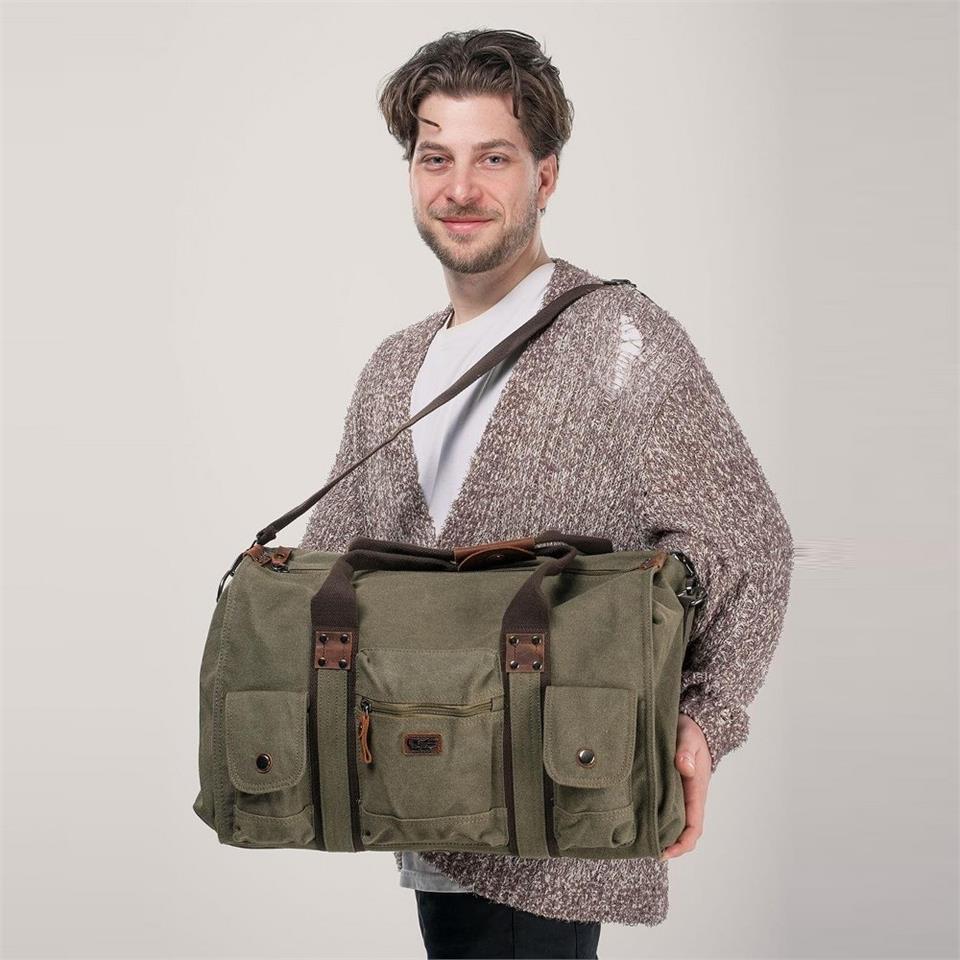 ÇÇS 40233 Kanvas Geniş Hacimli Seyahat Çantası Yeşil