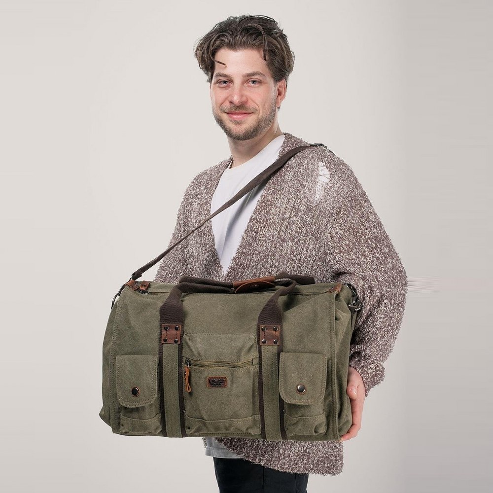 ÇÇS 40233 Kanvas Geniş Hacimli Seyahat Çantası Yeşil