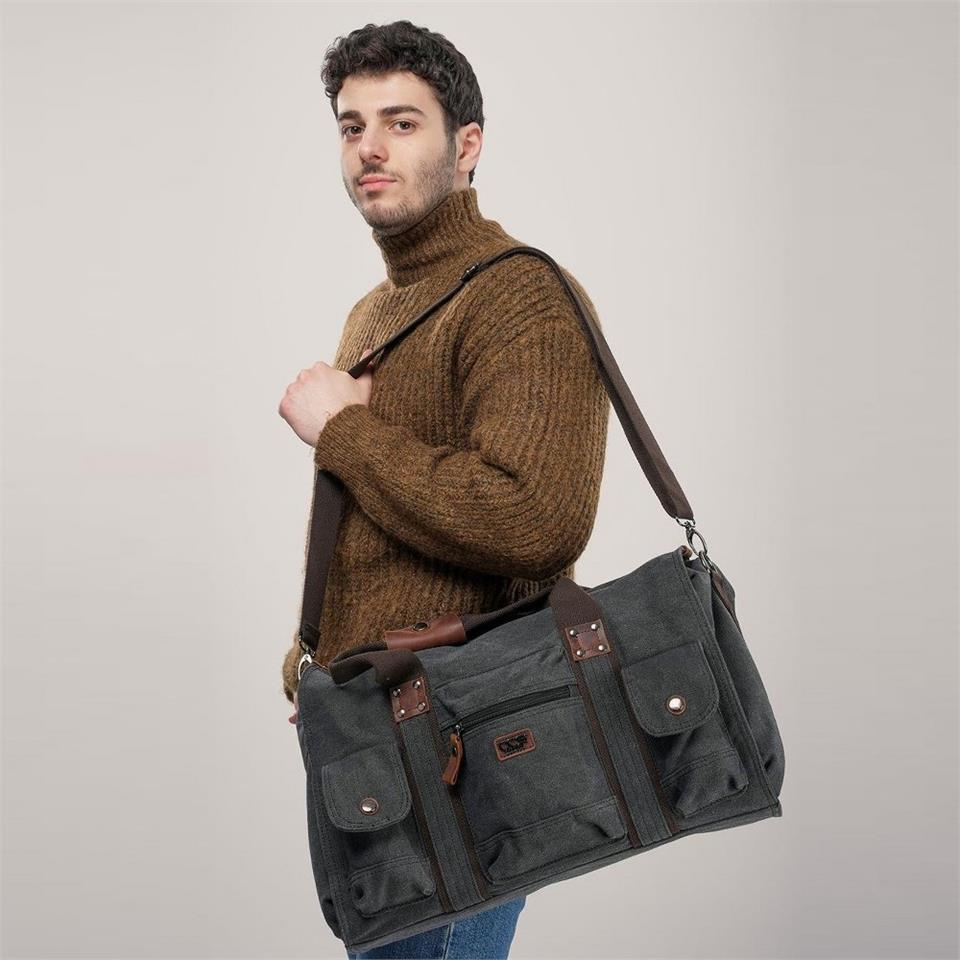 ÇÇS 40233 Kanvas Geniş Hacimli Seyahat Çantası Siyah