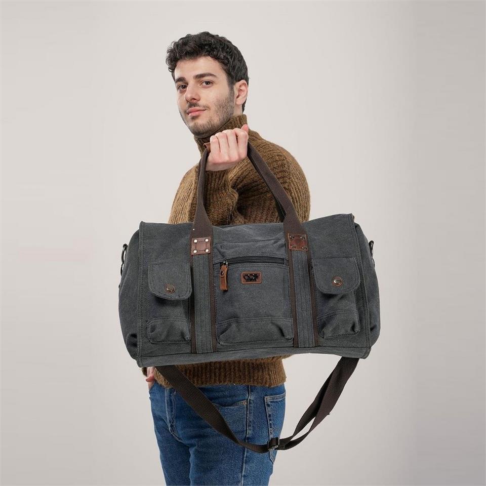 ÇÇS 40233 Kanvas Geniş Hacimli Seyahat Çantası Siyah