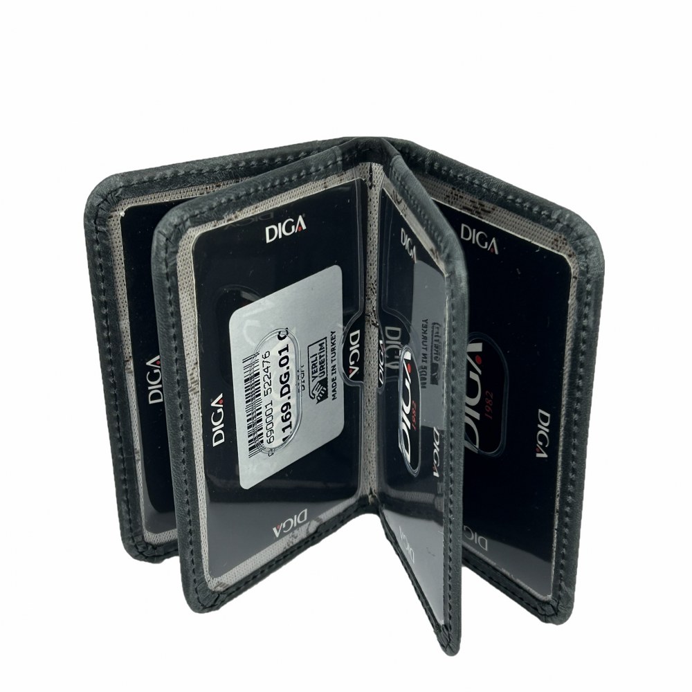 Diga 1169 Hakiki Deri Minimal Kartlık Gri