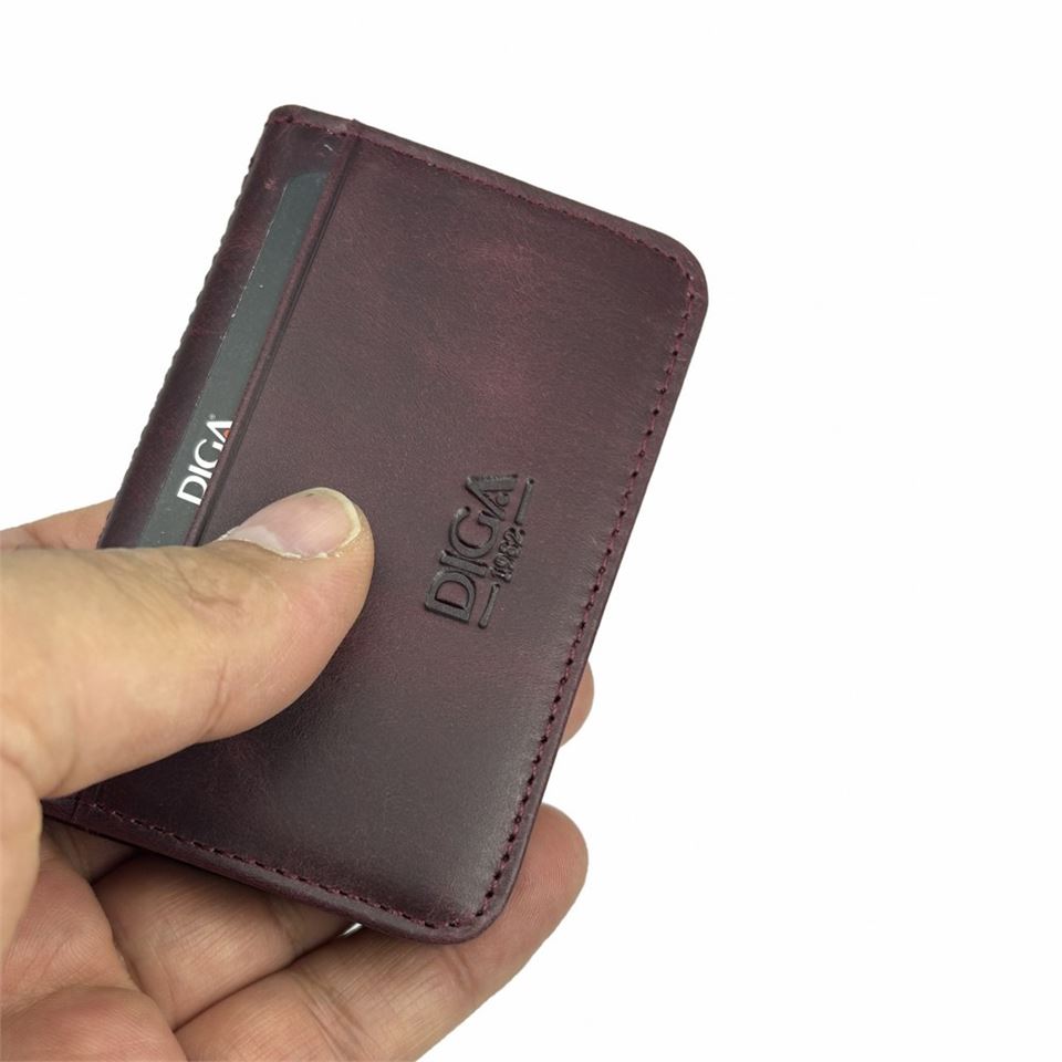 Diga 1169 Hakiki Deri Minimal Kartlık Bordo