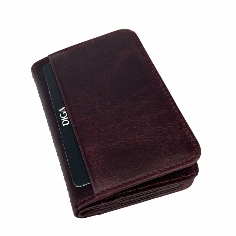 Diga 1169 Hakiki Deri Minimal Kartlık Bordo
