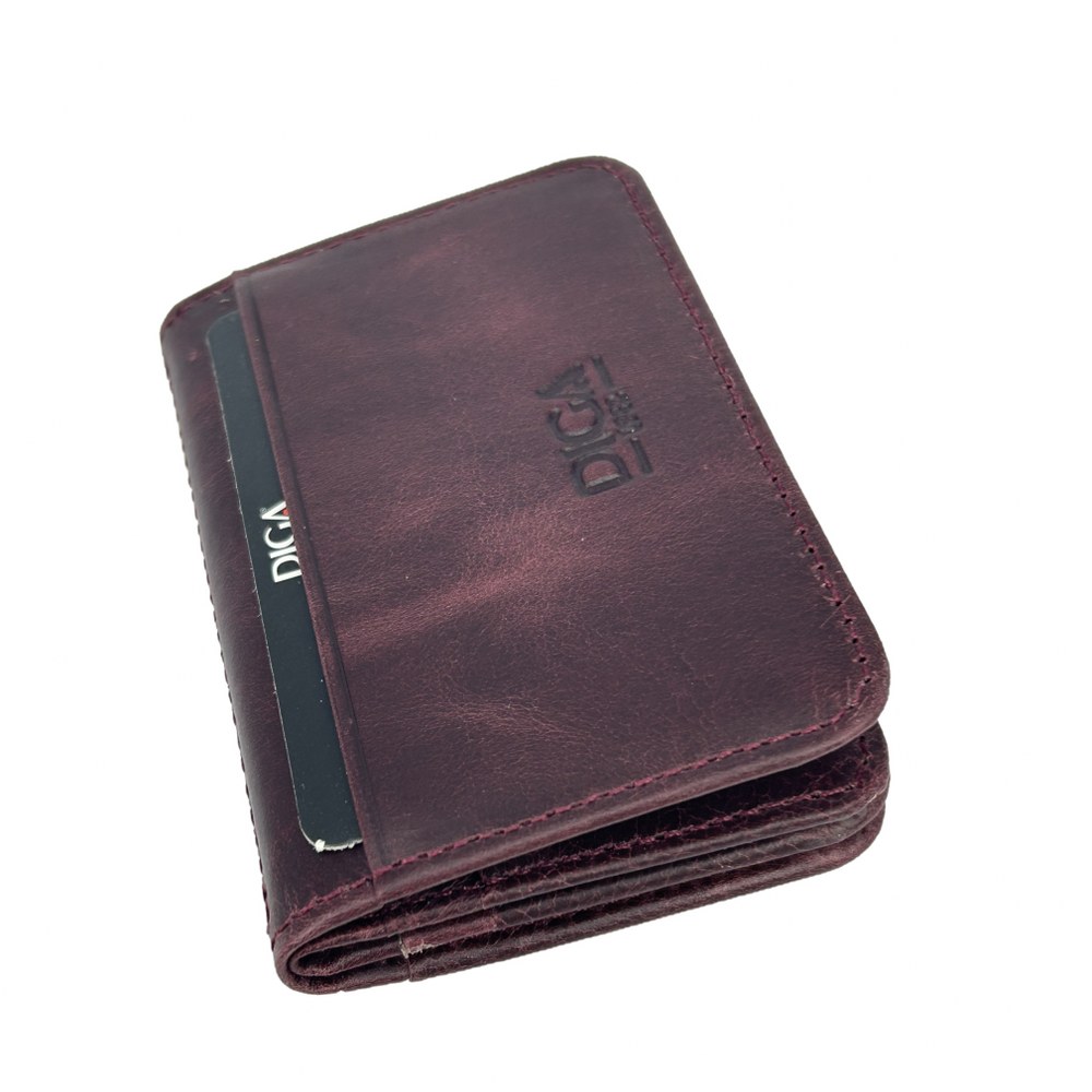 Diga 1169 Hakiki Deri Minimal Kartlık Bordo