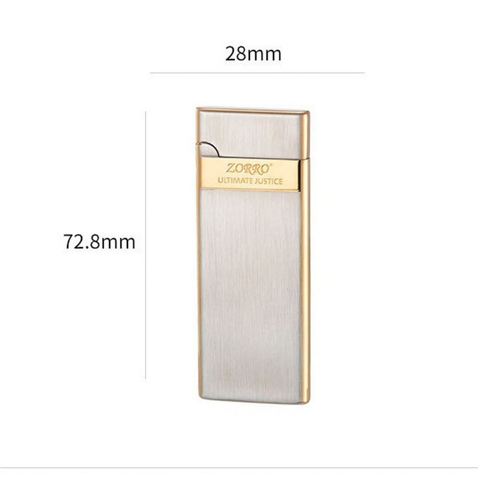 Zorro Ultra İnce Gazlı Slim Çakmak Altın 