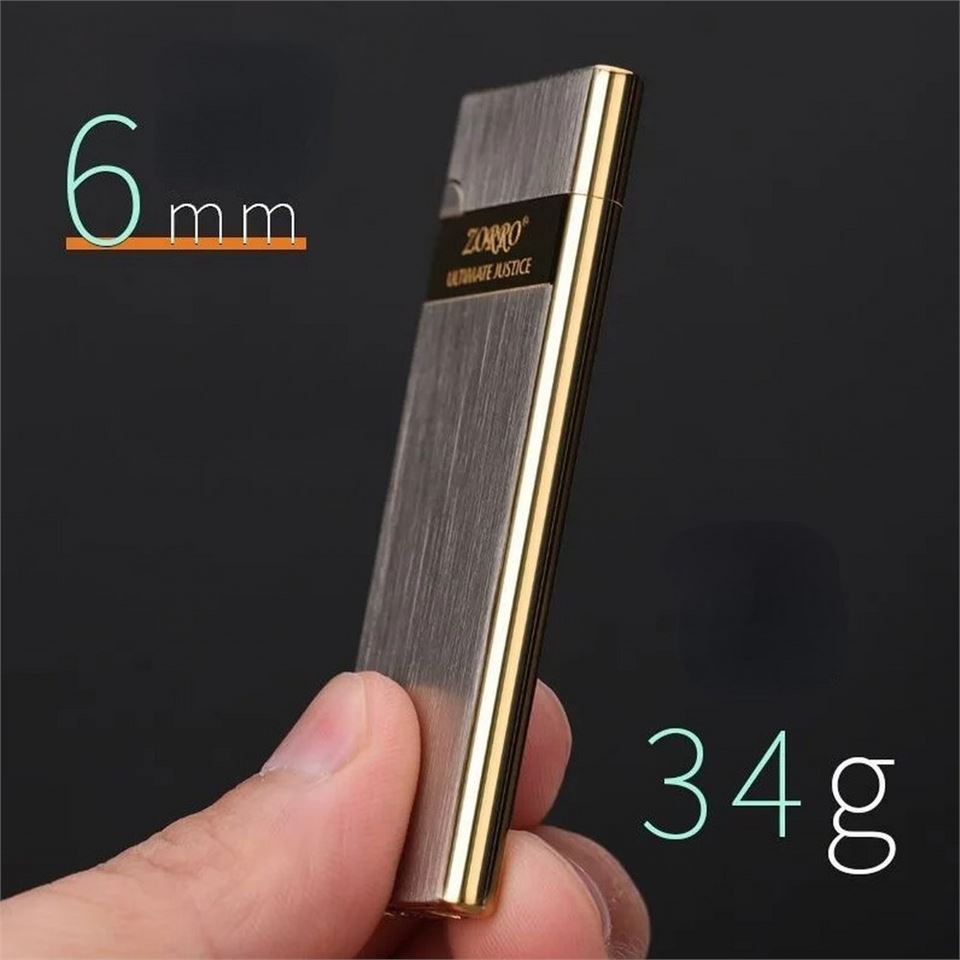 Zorro Ultra İnce Gazlı Slim Çakmak Altın 