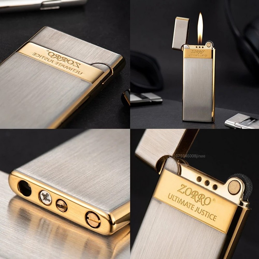 Zorro Ultra İnce Gazlı Slim Çakmak Altın 