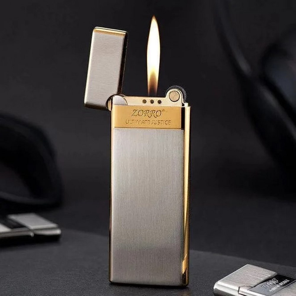 Zorro Ultra İnce Gazlı Slim Çakmak Altın 
