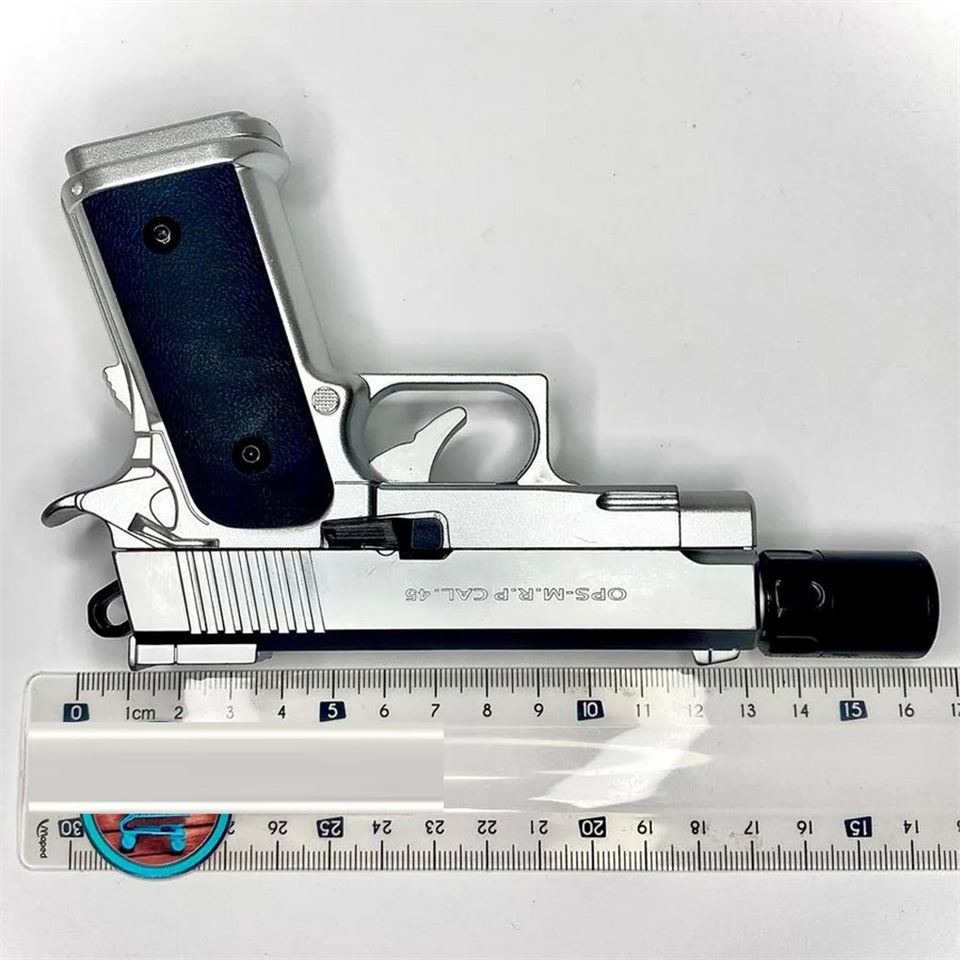 Dan Wesson 10mm Minyatür Tabanca Metal Doldurulabilir Torch Çakmak Gümüş