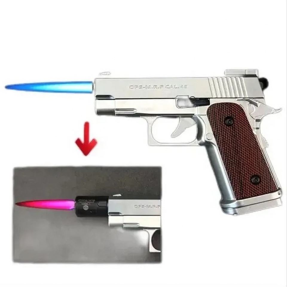 Dan Wesson 10mm Minyatür Tabanca Metal Doldurulabilir Torch Çakmak Gümüş