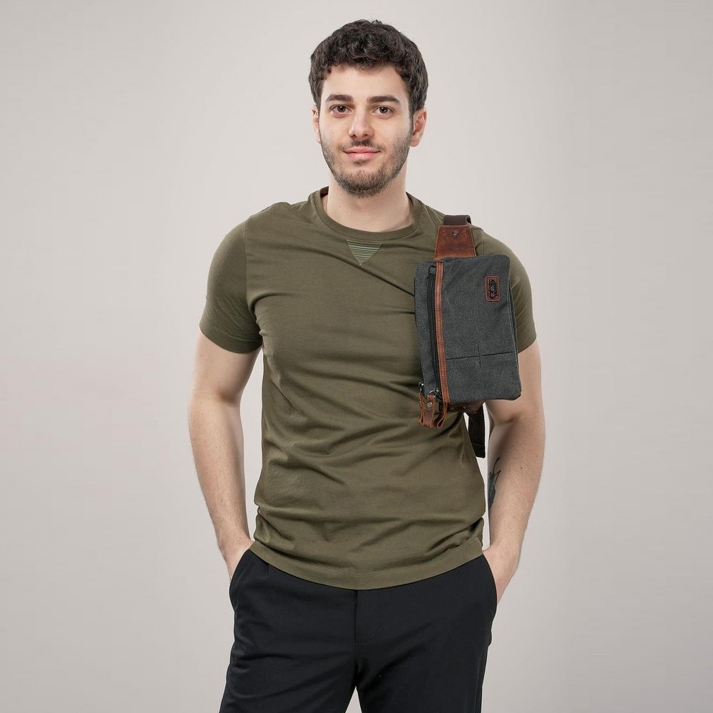ÇÇS 31510 Çift Kanvas Bel Çantası Siyah