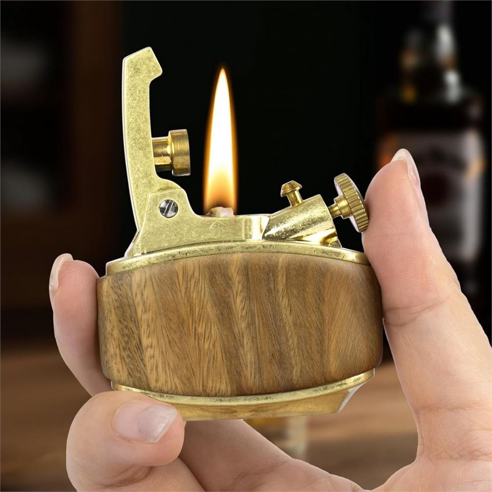 Sm-089T Vintage Benzinli Ahşap Çakmak Kestane